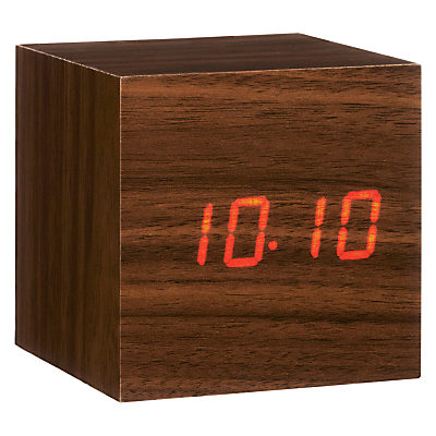 Gingko Click Clock Cube LED Alarm Clock Walnut Red Gingko Click Clock Cube LED Alarm Clock Walnut Red